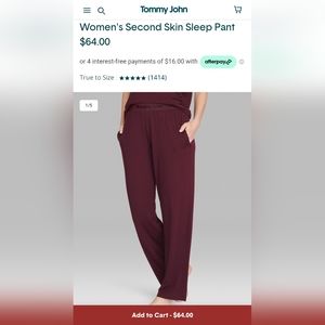 Tommy John Second Skin Pajama Pants, size S
